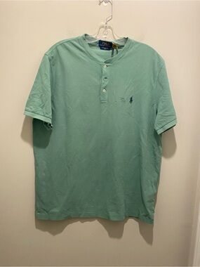 Ralph Lauren Short-Sleeve Henley Polo Shirt Mint Green Men’s Size Large NWT